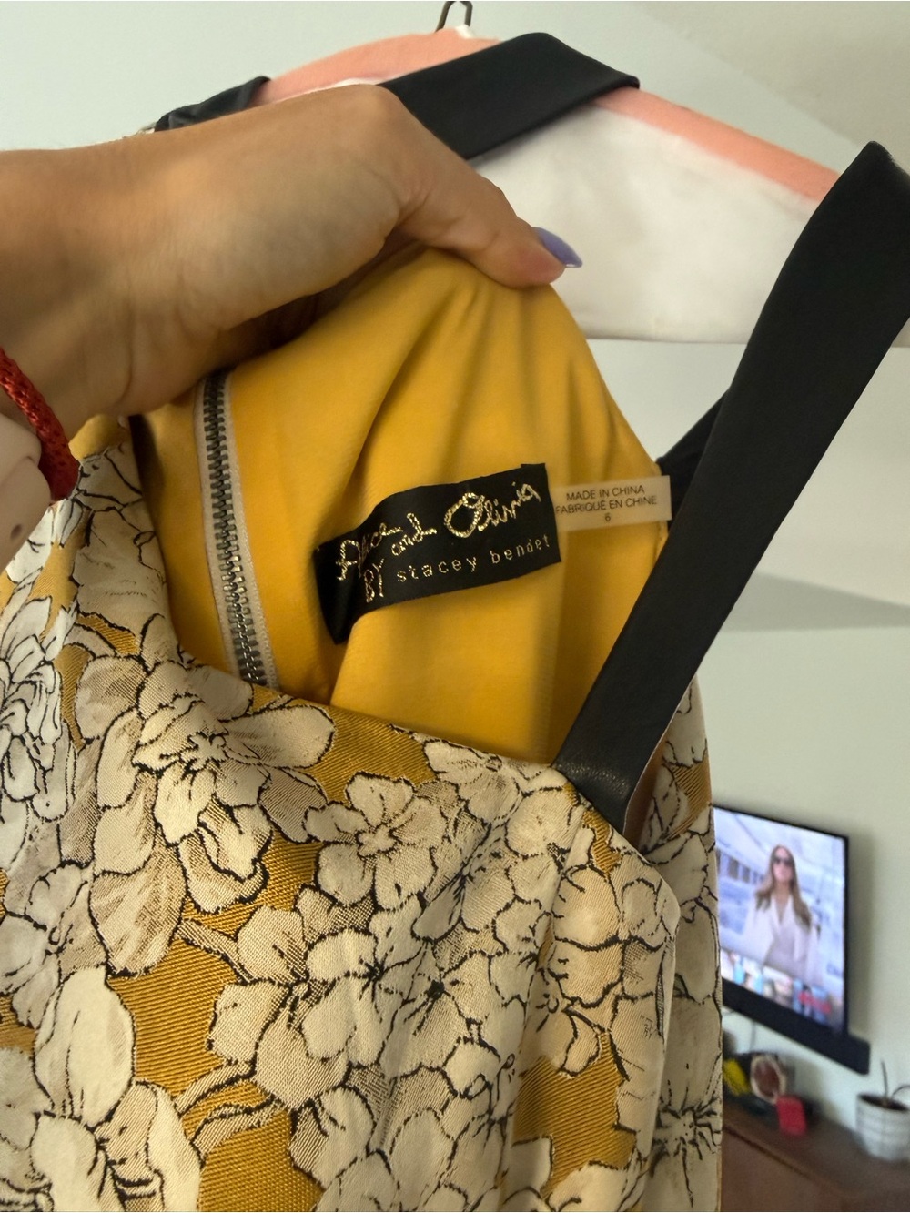 Alice + Olivia Floral Halter Midi Dress in Gold - Picture 9 of 9